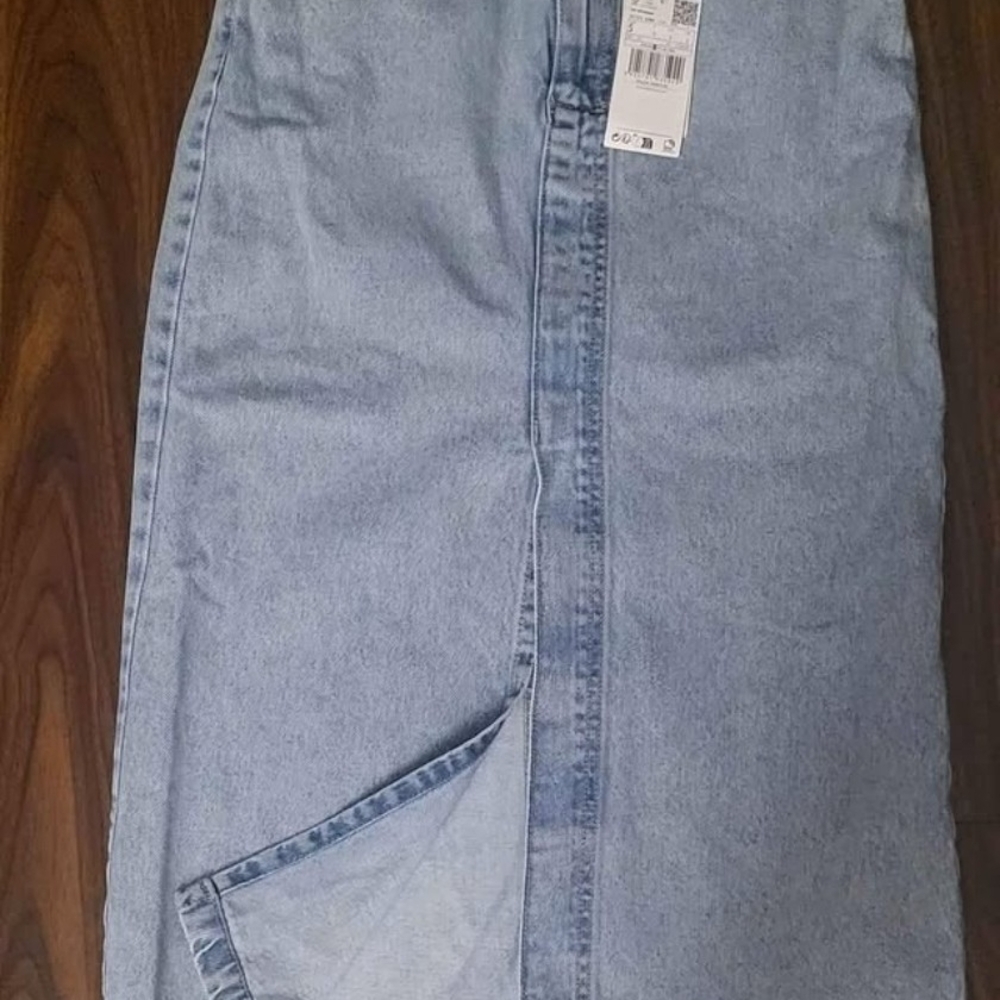 Mango denim midi skirt